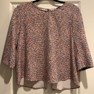 Zara Printed Crop Sleeve Blouse with Tie Back